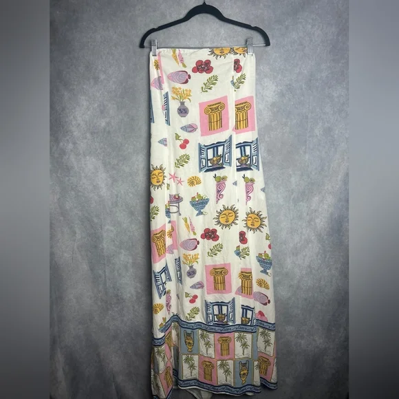 Japna Linen Blend Greece Summer Strapless sun Pocket Dress Size XL - Picture 3 of 11